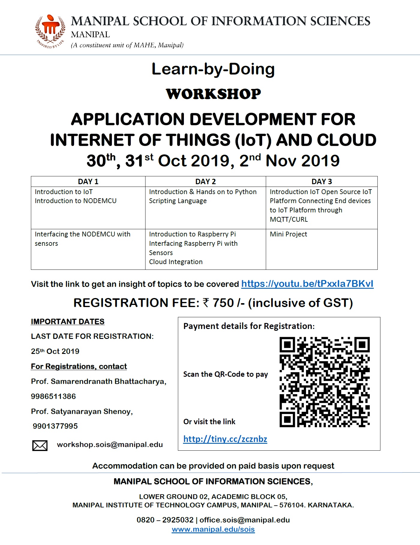 Lear-by-Doing Workshop on Application Development for IoT and Cloud using Raspberry Pi 2019